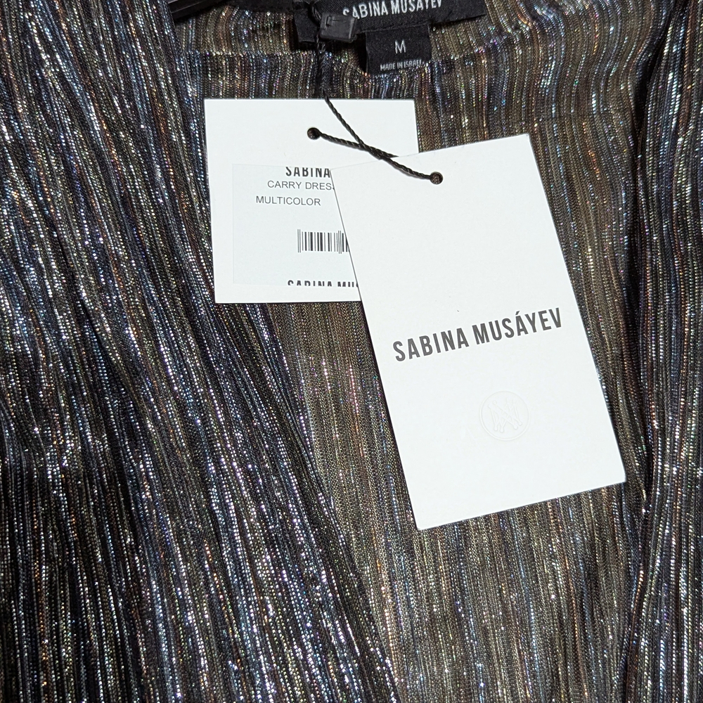 Sabina Musayev Silver Sequin Plunge Gown - Picture 3 of 7